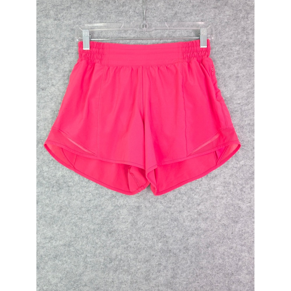 Lululemon Hotty Hot High-Rise Short 4" Women Sz 4 Pink LW7AW7T Athletic Running